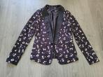 LOFTY MANNER zwart colbert met bloemenprint maat XS ~ NH0076, Ophalen of Verzenden, Zo goed als nieuw, Jasje, Maat 34 (XS) of kleiner