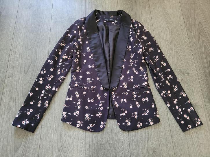 LOFTY MANNER zwart colbert met bloemenprint maat XS ~ NH0076, Kleding | Dames, Jasjes, Kostuums en Pakken, Zo goed als nieuw, Jasje