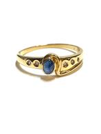 18k gouden ring met een saffier en diamanten, -, 19 tot 20, -, Ophalen of Verzenden