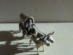 Miniatuur zilver Bi13 huifkar + 2 ossenzilveren miniaturen, Antiek en Kunst, Verzenden, Zilver