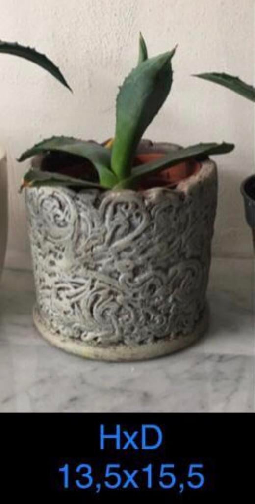 Mooie decoratieve terracota bloempot met uniek relief, Tuin en Terras, Rond, Binnen, Ophalen of Verzenden, Zo goed als nieuw