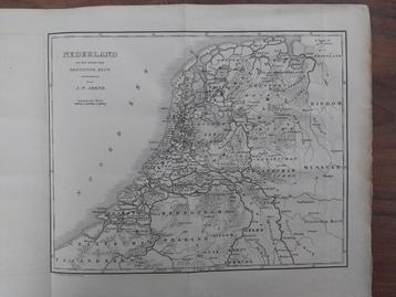 3 / plattegrond van Nederland eind 13e eeuw Gravure uit 1843 beschikbaar voor biedingen