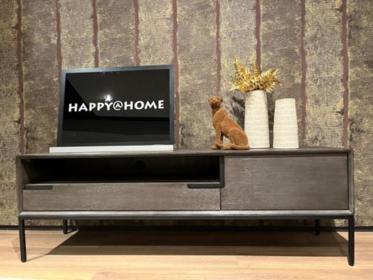 Industrieel tv meubel in vergrijsd hout, Huis en Inrichting, Kasten | Televisiemeubels, Nieuw, Minder dan 100 cm, 150 tot 200 cm