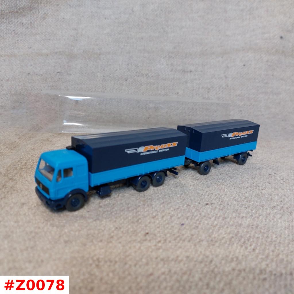 Mercedes-Benz vrachtwagen combinatie Preuss Wiking 1:87 H0, Hobby en Vrije tijd, Modelauto's | 1:87, Ophalen of Verzenden, Zo goed als nieuw