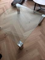 Glazen Salontafel Vierkant - Modern Design, Huis en Inrichting, Tafels | Salontafels, Ophalen, Vierkant, 75 cm of meer, 100 tot 150 cm