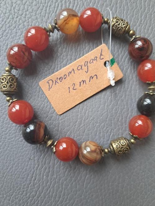 590 edelsteen armband Droom Agaat 12mm, Sieraden, Tassen en Uiterlijk, Armbanden, Nieuw, Elastiek, Overige kleuren, Met edelsteen