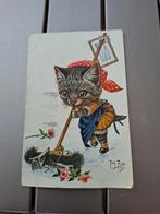 Vintage briefkaart kat schoonmaker Arthur Thiele '20, Verzamelen, Ansichtkaarten | Dieren, Ophalen of Verzenden, 1920 tot 1940
