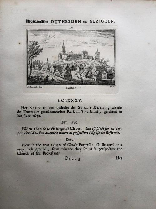 285 / Cleef Kleef de Stad Kopergravure 1733, Antiek en Kunst, Kunst | Etsen en Gravures, Ophalen of Verzenden