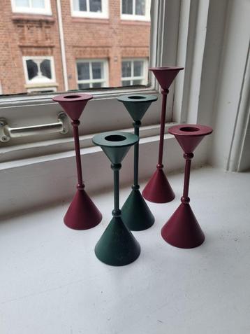 Vintage kandelaars memphis stijl diabolo groen wijnrood beschikbaar voor biedingen