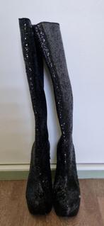 Zwarte Glitter Plateau Laarzen, Kleding | Dames, Schoenen, Ophalen, Hoge laarzen, Zwart, Zo goed als nieuw
