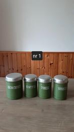 EMAILLE RESEDA GROENE BUSSENSET MET GOUDEN BIES VAN BK., Antiek en Kunst, Antiek | Emaille, Ophalen of Verzenden