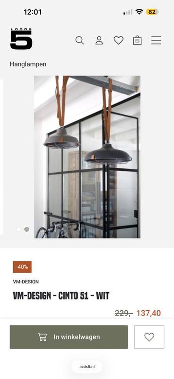 Hanglamp Wit  loods 5 beschikbaar voor biedingen