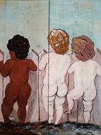 Kleuters geschilderd op hout, Antiek en Kunst, Ophalen