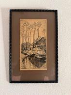 G van laar Boerderij a/d Vecht, Antiek en Kunst, Kunst | Tekeningen en Foto's, Ophalen of Verzenden