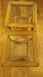 2 bijzettafels met glazen blad, Huis en Inrichting, Tafels | Bijzettafels, Natuurlijk, schoon, plasticvrij, Vierkant, 55 tot 75 cm