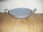 Oude emaille wok,grijs gewolkt,goed bruikbaar,roerbakpan, Ophalen of Verzenden