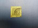 Postzegel OudDui 1853 Baden nr 7 Groenachtig 6 Kreuzer 28-04, Ophalen of Verzenden, Duitse Keizerrijk, Gestempeld