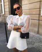 Zara | Witte doorzichtige blouse met stippen - Maat S, Kleding | Dames, Zara, Ophalen of Verzenden, Wit, Zo goed als nieuw