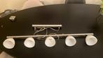 Langwerpige lamp met 5 lichtpunten, zilverkleurig, Huis en Inrichting, Lampen | Hanglampen, Ophalen, Zo goed als nieuw, Glas, 75 cm of meer