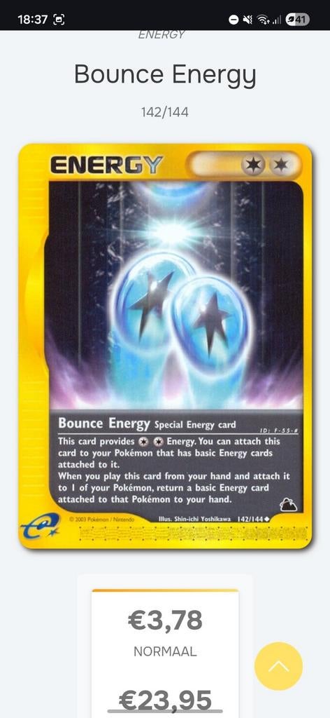 Zeldzame Pokemon Energy kaart 2003, Ophalen of Verzenden, Gebruikt, Losse kaart