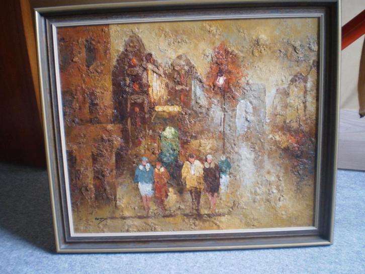 olieverfschilderij in lijst, Antiek en Kunst, Kunst | Schilderijen | Abstract, Ophalen