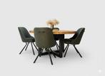 4 donkergroene eetkamerstoelen, Huis en Inrichting, Stoelen, Ophalen, Zo goed als nieuw, Overige kleuren, Stof