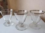 Vier art deco likeur glazen - dubbele platinum fries, Antiek en Kunst, Antiek | Glas en Kristal, Verzenden