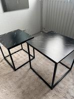 Set van 2 Zwarte Bijzettafeltjes, Huis en Inrichting, Tafels | Bijzettafels, 45 tot 60 cm, Minder dan 55 cm, Metaal of Aluminium