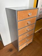 Ladekast grijs metaal met hout, Huis en Inrichting, Kasten | Ladekasten, Ophalen, 50 tot 100 cm, Zo goed als nieuw, Minder dan 100 cm