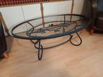 Design glazen ovale salontafel bezorging is mogelijk, Huis en Inrichting, Tafels | Salontafels, 100 tot 150 cm, Zo goed als nieuw