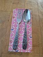 Sola massief kinderbestek vork en lepel met Donald Duck, Huis en Inrichting, Keuken | Bestek, Ophalen of Verzenden, Rvs of Chroom