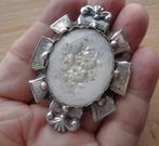 antiek zilveren broche met bloemen schilderij [214], Verzenden, Zilver, Broche