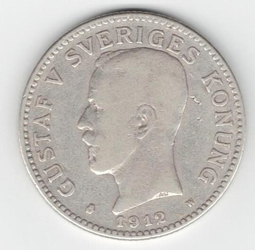25-1247 Zweden 2 krone 1912, Postzegels en Munten, Munten | Europa | Niet-Euromunten, Losse munt, Overige landen, Zilver, Verzenden