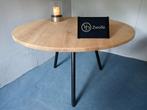 Eettafel rond NIEUW eiken industrieel 120 cm. Eventueel ook, Ophalen of Verzenden, Nieuw, Industrieel, 4 tot 6 stoelen