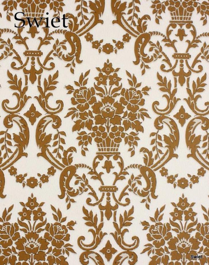 6991 bruin bloem klassiek vintage behang rijk warm swiet, Huis en Inrichting, Stoffering | Behang, Bruin, minder dan 10 m², Ophalen of Verzenden