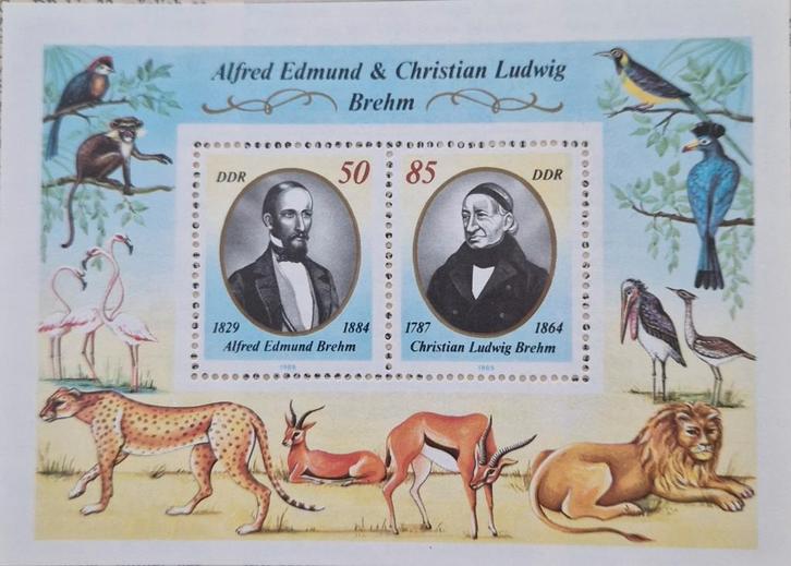 DDR Postzegelset Alfred & Christian Brehm postfris, Postzegels en Munten, Postzegels | Volle albums en Verzamelingen, Buitenland