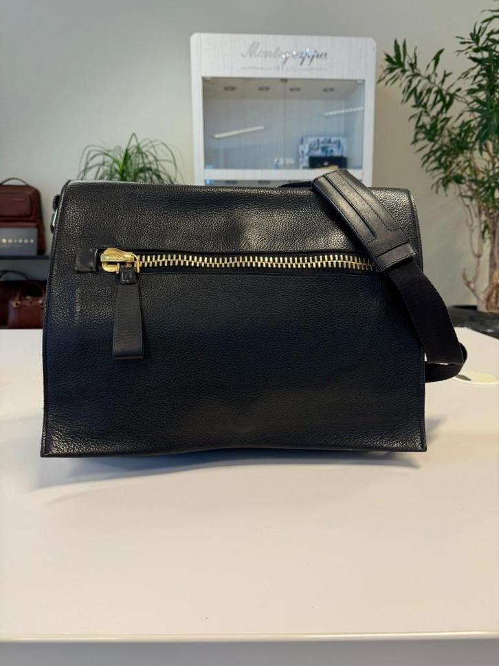 Tom Ford messengerbag black leather, Sieraden, Tassen en Uiterlijk, Tassen | Schoudertassen, Zo goed als nieuw, Overige merken