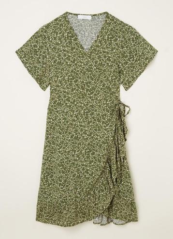 MANGO Taylor jurk met overslag en bloemenprint groen M beschikbaar voor biedingen