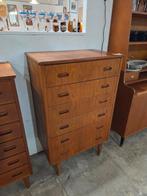 Vintage deense Mid-Century teak ladekast, Huis en Inrichting, Ophalen, Gebruikt, 5 laden of meer, Teakhout