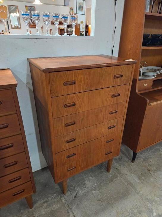 Vintage deense Mid-Century teak ladekast, Huis en Inrichting, Kasten | Ladekasten, Gebruikt, Minder dan 100 cm, 50 tot 100 cm