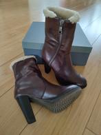 Bruine leren enkellaarsjes, nep bontgevoerd, Kleding | Dames, Schoenen, Bruin, Lage of Enkellaarzen, Nieuw, Ophalen of Verzenden