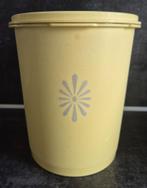 Tupperware trommel met sterdeksel Geel met Grijze bloem, Huis en Inrichting, Keuken | Tupperware, Ophalen of Verzenden, Zo goed als nieuw