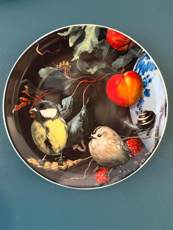 Wandbord Koolmees in stilleven - Keramiek - 21 cm, Huis en Inrichting, Woonaccessoires | Wanddecoraties, Zo goed als nieuw, Ophalen of Verzenden