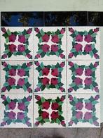 107+82 Jaren 20-30 antieke tegels, rood/groen/zwarte bloem, Ophalen