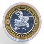 Las Vegas 10 Dollar Gaming Token Zilver Excalibur (3), Postzegels en Munten, Ophalen of Verzenden, Zilver, Buitenland