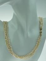 Parel dames ketting 4-strengs vintage fraai slot goud, Ophalen of Verzenden, Goud, Ketting, Met edelsteen
