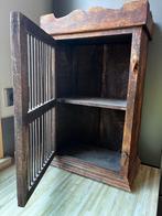 Bijzonder houten kastje met metalen spijlen, Met plank(en), Minder dan 50 cm, Gebruikt, Teakhout