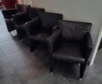 Topform leren eetkamerstoelen - 4 stuks, Huis en Inrichting, Stoelen, Ophalen, Gebruikt, Zwart, Leer