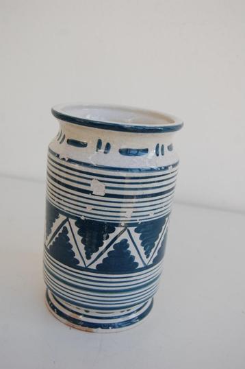 Antieke kleine Faience Albarello Apothekerspot Zalfpot Delft beschikbaar voor biedingen