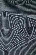 Leuk zwart vloerkleed Japandi stijl organisch 160x230 cm, Huis en Inrichting, Zwart, 150 tot 200 cm, 200 cm of meer, Ophalen of Verzenden